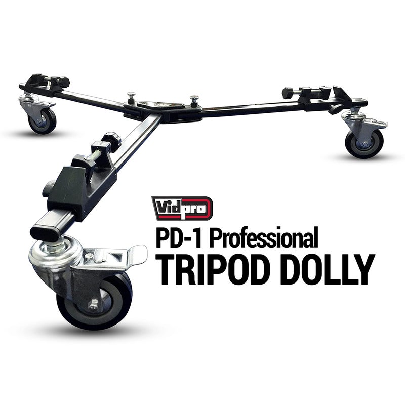 Vidpro PD-1 Professional Tripod Dolly - Heavy Duty with Adjustable Leg Mount with Locking Wheels and Carrying Case Compatible with Most Tripods Perfect for Cameras Camcorder and Lighting Equipment - Image 2